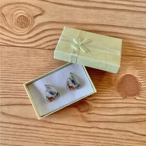 Vintage Cloisonné Teardrop Earrings